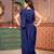 Navy blue saree girl's ruffle saree with embroidered blouse