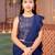 Navy blue saree girl's ruffle saree with embroidered blouse