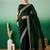 Green zari embroidered sequinned border saree with blouse