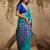 Blue ethnic motifs woven design saree with unstitched blouse