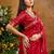 Red ethnic motifs woven design saree with unstitched blouse
