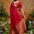 Red ethnic motifs woven design saree with unstitched blouse