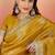 Mustard embroidered  saree with blouse piece