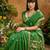 Green ethnic motifs woven design saree with unstitched blouse