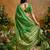 Green ethnic motifs woven design saree with unstitched blouse
