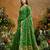 Green ethnic motifs woven design saree with unstitched blouse