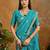 Blue ethnic motifs woven design saree with unstitched blouse