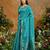 Blue ethnic motifs woven design saree with unstitched blouse