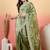 Sea green women embroidered saree with blouse