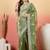 Sea green women embroidered saree with blouse