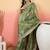 Sea green women embroidered saree with blouse