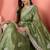 Sea green women embroidered saree with blouse