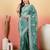Teal embroidered saree with blouse