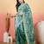 Teal embroidered saree with blouse
