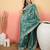 Teal embroidered saree with blouse