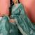 Teal embroidered saree with blouse