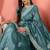 Teal women embroidered  saree