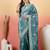 Teal women embroidered  saree