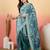 Teal women embroidered  saree