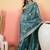 Teal women embroidered  saree