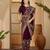 Magenta kashmiri thread work embroidered saree with belt & unstitched blouse