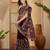 Magenta kashmiri thread work embroidered saree with belt & unstitched blouse