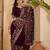 Magenta kashmiri thread work embroidered saree with belt & unstitched blouse