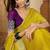 Yellow embellished embroidered poly chiffon heavy work saree