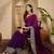 Purple embellished embroidered poly chiffon heavy work saree