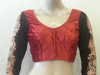 Maroon velvette embroidered full sleeves blouse 2