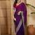 Purple embellished embroidered poly chiffon heavy work saree