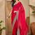 Red floral embroidered saree with blouse piece