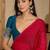 Red floral embroidered saree with blouse piece