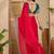 Red floral embroidered saree with blouse piece