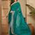 Green floral embroidered heavy work saree