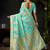 Sky blue organza khadi saree with elegant jhallar festive wear saree