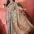 Grey geometric print  woven design zari border saree with unstitched blouse