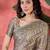 Grey geometric print  woven design zari border saree with unstitched blouse