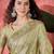 Green ethnic motifs woven design zari detail saree with unstitched blouse