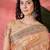 Peach ethnic motifs woven design zari bandhani saree