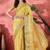 Yellow ethnic motifs woven design zari border saree with unstitched blouse