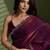 Purple beads stones silk satin party sarees