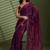 Purple beads stones silk satin party sarees