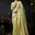 Sage green organza khadi saree with elegant jhallar festive wear saree
