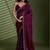 Purple beads stones silk satin party sarees