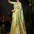 Sage green organza khadi saree with elegant jhallar festive wear saree