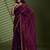 Purple beads stones silk satin party sarees