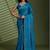 Blue beads stones silk satin party sarees