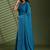 Blue beads stones silk satin party sarees