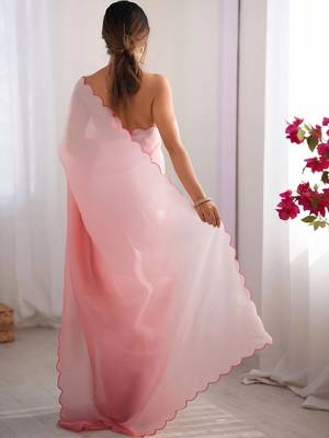 Pink  chiffon designer saree 2